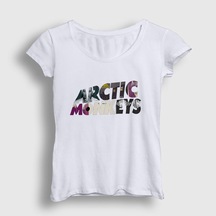 Presmono Kadın Mask Arctic Monkeys T-shirt Beyaz