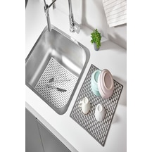 Yeni Nesil Dikdörtgen Silikon Lavabo Buzluk Matı 33x28 Cm Antrasit Siyah Renk Lavabo Matı Silikon Si Diğer