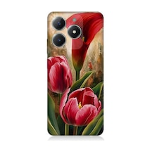 Realme C61 Uyumlu Canlı Renkli Laleler Desenli Silikon Kılıf Çok Renkli