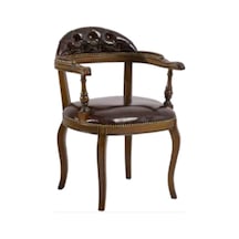 Bengimobilya Sandalye Zus150 Vintage Model Tam Kolçak Kapitone Ahşap Iskelet P