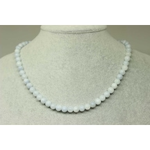Akuamarin Taşı Kolye 6mm (Klipsli) Gümüş