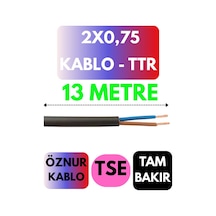 Öznur 2x0,75 Ttr Kablo Metre Seçenekli Siyah - 13 Metre