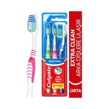 Colgate Extra Clean Dil Temizleyicili Arka Dişlere Uzanan Orta Diş Fırçası 3'lü Ekonomik Pake