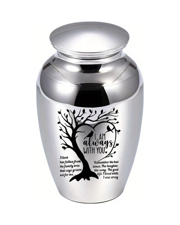 Fochsia Yaşam Ağacı Mini Küllük Silvery - Köpek Ve Kedi Külleri İçin "sonsuza Dek Yanındayım" Yazılı Alüminyum Anı Kutusu