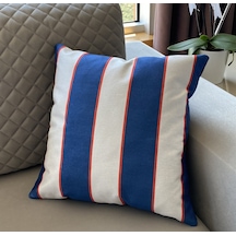 Lacivert Beyaz Çizgili Dekoratif Kırlent Kılıfı (473327764)