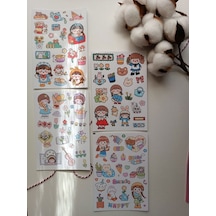 Kawaii Kız Tema Etiket Sticker Set