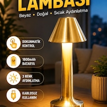 Kablosuz Led Masa Lambası 1800mah Dokunmatik 3 Renkli Şarjlı Masa Aydınlatma