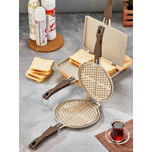 Granit Waffle Ve Tost Tavası Seti Krem Gümüş- Siyah