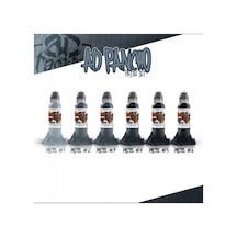 A.d Pancho Pastel Greys 6'lı Set - World Famous Ink Dövme Boyası - 1oz/30ml