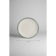 6'lı Valencia Servis Tabağı 27cm Rim Yeşil Rinart Krem