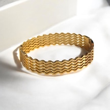 Kırmızı Sanat Evi Gold Beşli Burgulu Şık Kadın Çelik Kelepçe