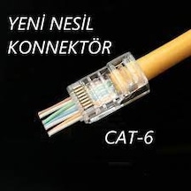 Ez Rj45 Cat5- Cat6 Yeni Nesil Delikli Konnektör 100 Lü Paket