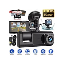 Araç İçi 3 Kameralı Yol Kayıt Kamerası Lcd Ekranlı Geri Görüş Destekli Gece Görüşlü