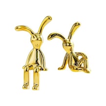 Altın 2/4 Adet Uzun Kulak Tavşan Heykelcik Uv Galvanik Yapıştırıcı Oturan Tavşan Şekilli Kalıp Oyuncak Heykeli Araba Pano 4pcs