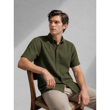 Classics Men Reeport Likralı Kısa Kol Slim Fit Çizgili Gömlek - 7640 Haki Classics Men Reeport Likralı Kısa Kol Slim Fit Çizgili Gömlek - 7640 Haki