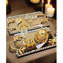 Amour Gold Lüks Swarovski Söz Nişan Tepsisi Gold Gold