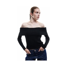 Koton Madonna Yaka Uzun Kollu Slim Fit Triko Kazak Siyah 6wal90019ht