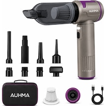 Auhma Ahv-41 20.000 Pa Kablosuz Araç Süpürgesi 100w Güç, Dijital Ekran, Led Fener, Güçlü Süpürge Gri-mor