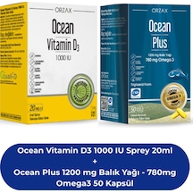Ocean Vitamin D3 1000 Iu Sprey 20 ML + Ocean Plus 1200 Mg Balık Yağı 780mg Omega3 50 Kapsül