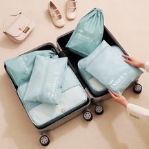 Cbtx 6 Adet / Takım Dimi Polyester Bavul Seyahat Bagaj Organizatör Saklama Çantası İçin Ambalaj Küpleri - Mavi