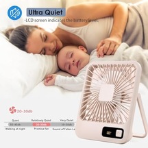 Küçük Masa Fanı, Taşınabilir Usb Şarj Edilebilir, 2000mah Pil Ve Lcd Ekranlı Eğilebilir Katlanabilir Kişisel Mini Fan, Güçlü Rüzgar, Ultra Sessiz, Ofis, Ev, Kamp İçin 5 Hız Modu .