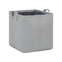 Renk Dokulu Kumaş Sepet 30 X 30 X 30 Cm Açık Gri