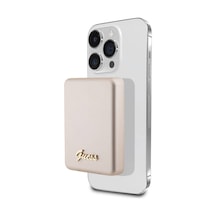 Guess Lisanslı Magsafe Şarj Özellikli Metal Yazı Logolu Powerbank 5000mah 15w Gold