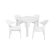 Mandella Elit Rattan 90x90 Eylül Koltuk Camlı Masa Takımı Beyaz Diğer