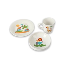 Kütahya Porselen Lordstore1 Aslanlı Çocuk Mama Seti 3' lü Krem