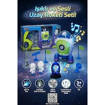 Vardem Işıklı Ve Sesli Metal Uzay Roketi Seti - Asansörlü Astronot Oyuncak Seti 3+ Yaş