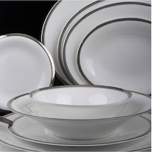 Evaliza Coupe Sade Paisley Platin 101 Parça 12 Kişilik Yemek Takımı Beyaz