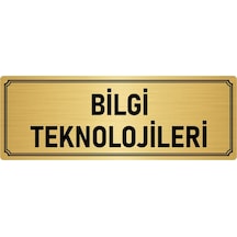 Metal Yönlendirme Levhası, Departman Kapı İsimliği Bilgi Teknolojileri 10x20 cm Altın Renk