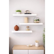 3'lü Uçan Duvar Rafı Set Gizli Raf- Beyaz 15x40 Diğer