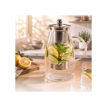 Detoks Sürahisi - 1500 Ml - Paslanmaz Çelik Filtre - Cam