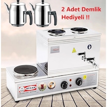 Mizan Çift Demlikli 20 Lt. Çay Kazanı - 2 Adet Demlik