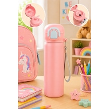 Paslanmaz Çelik Gövde Suluk & Matara 600 Ml Çift Kullanım Pipetli & Pipetsiz Pembe - 914951659 Pembe