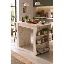 Sulorahome Mutfak Adası Ve Kahvaltı Masası Raflı Çok Amaçlı Masa 120x60 Cm Traverten - Rossini