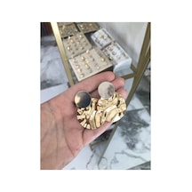 Gold Ve Gümüş Detaylı Küpe Altın 38288402