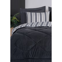 Eponj Home Uyku Seti Wellsoft Yorganlı Pofuduk 3 Parça Tek Kişilik Soft Line Antrasit Antrasit