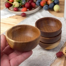 Deconox 4'lü Yuvarlak Akasya Çerezlik, Sunum Kasesi, Zeytinlik, Kahvaltı Sunumluk 8 Cm - 4 Cm Çok Renkli