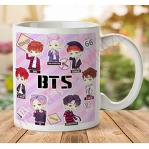 Bts Chibi K-pop İki Tarafı Baskılı Kupa Bardak.jpg Çok Renkli