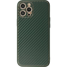 Apple  Uyumlu  iPhone 12 Pro Kılıf Coco Karbon Silikon Yeşil
