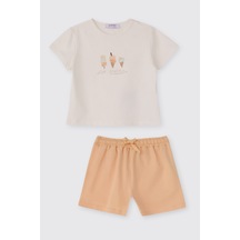 Panço Kız Bebek Şort Tişört 2'li Somon Alt Üst Takım 2611gb17020 Pembe