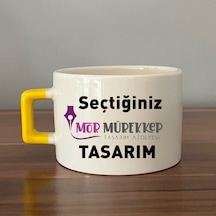 Seçtiğin Mor Mürekkep Tasarım & İsim Sarı Kulplu Seramik C Kupa