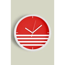 Renkli Çizgili Modern Tasarım Duvar Saati - 35cm - Önü Camlı Beyaz Kasa - Sessiz Mekanizma-jh0421 Beyaz