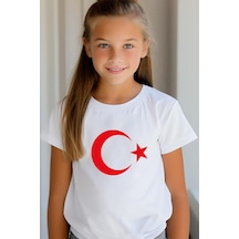 Dode Flora Çocuk Ay Yıldız Hilal Baskılı Tişört Beyaz