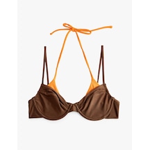 Koton Renk Kontrastlı Katmanlı Balenli Bikini Üstü Kahverengi 6sak10075mm Kahve
