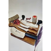 Sürmene Mutfak Satır Zırh Bıçak Seti Ultra Keskinlik Kahverengi - Siyah