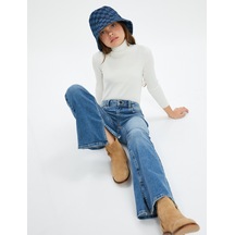 Koton Bol Paça Kot Pantolon Pamuklu - Wide Leg Jean Orta İndigo 4wkg40013ad İndigo