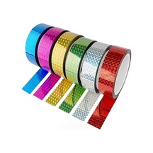 Renkli Hologram Bant 6 Renk 1 Paket 18mm X 3 Metre Yaldızlı Metalik Desenli Fosforlu Hologram B